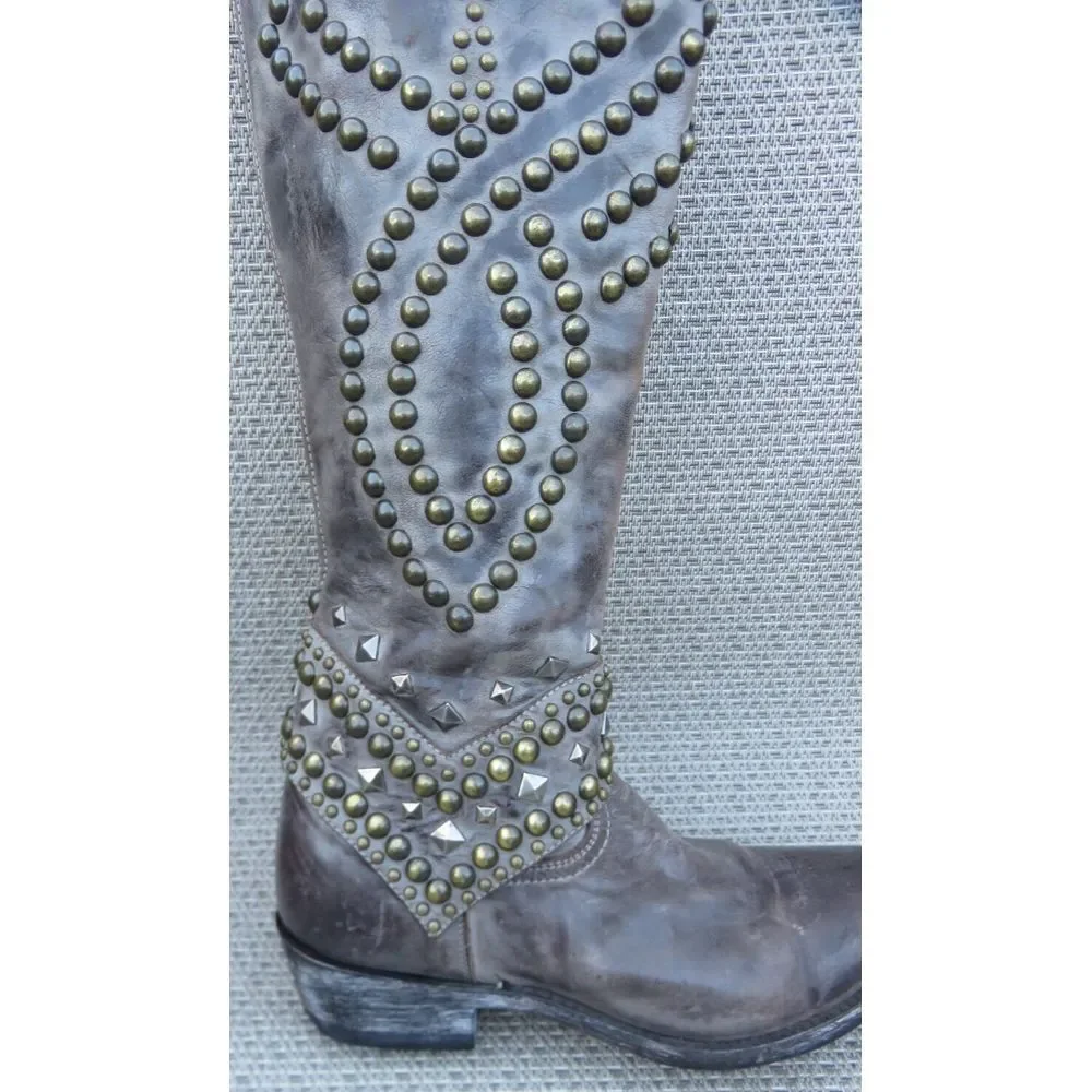 Old Gringo Belinda Womens Size 7 B Brown Studded 18.5" Tall Western Boots - Picture 10 of 16